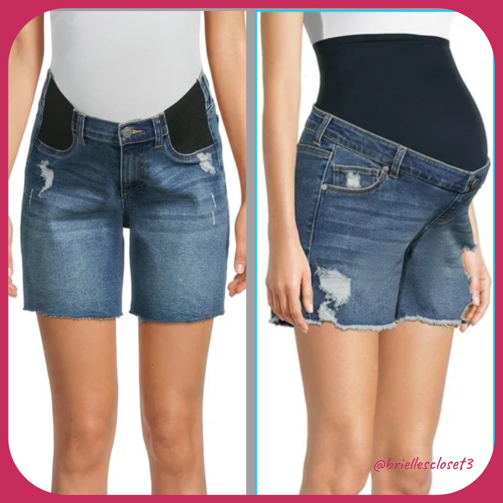 2 Pairs New Time And Tru Women's Maternity Denim Destructed Shorts, Size Small